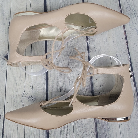 SAKS FIFTH AVENUE | Estyn light nude lace up point flats - Picture 3 of 12